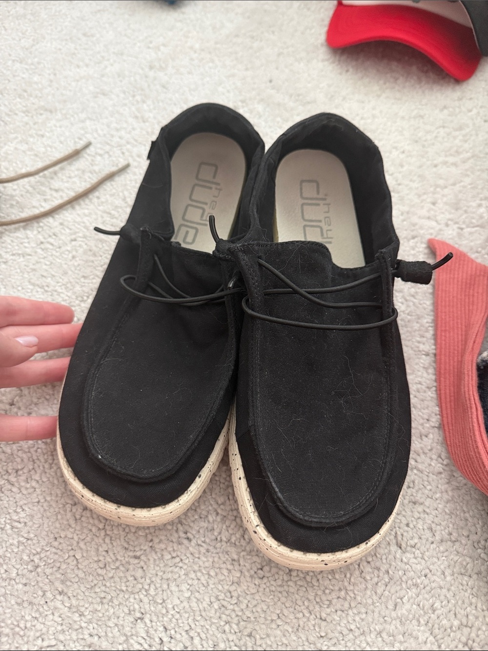 Hey Dude Black Canvas Slip-On Loafers with Light Sole
